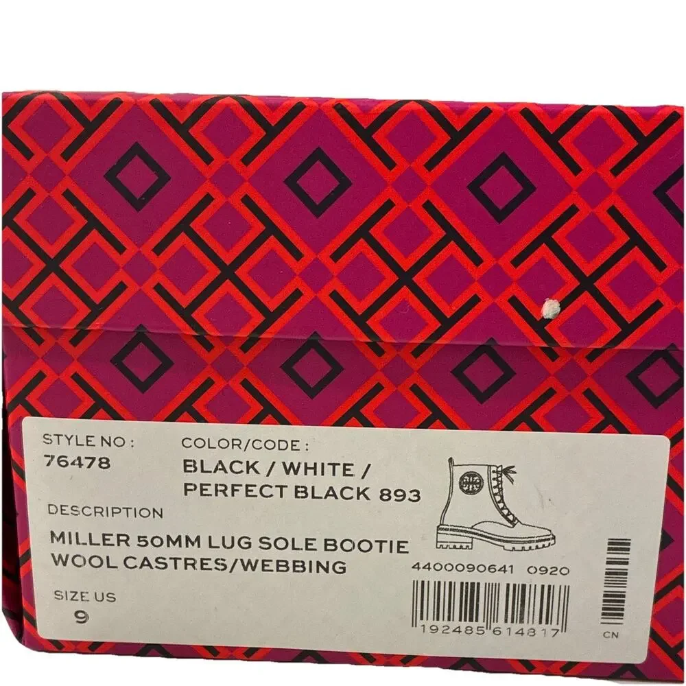 Tory Burch Miller Plaid Lace-Up Lug Sole Ankle Bootie Women’s US 9 76478